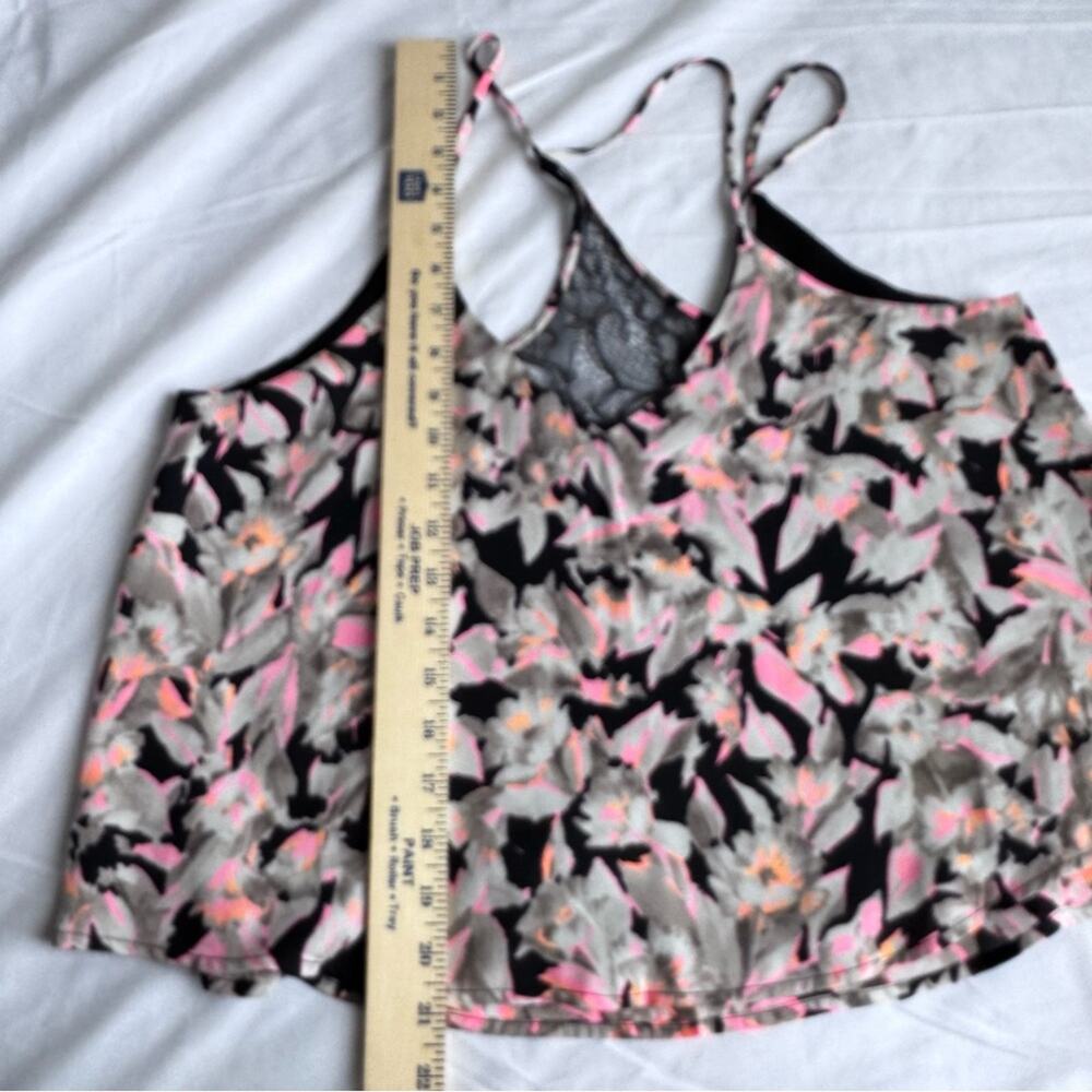 ASTR Multi Strap Hot Pink Gray Black Flowy Floral Tank Babydoll Luxury Oversize - Picture 7 of 7